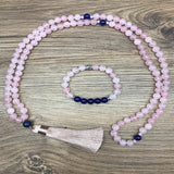 8mm Rose Quartz Lapis Lazuli Japamala Set