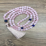 8mm Rose Quartz Lapis Lazuli Japamala Set
