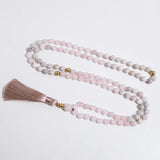 8mm Rose Quartz Crazy Agate Beads 108 Japamala Necklace