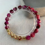 Rose Red Tiger Eye Bracelet 7.5inch Elasticity Rope Women Y911