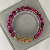 Rose Red Tiger Eye Bracelet 7.5inch Elasticity Rope Women Y911