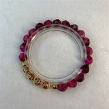 Rose Red Tiger Eye Bracelet 7.5inch Elasticity Rope Women Y911