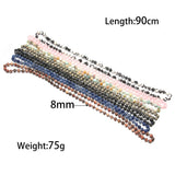 8mm Round Beaded Stone Necklace 90cm Length