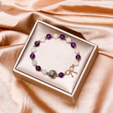 Natural Amethyst Moonstone Bracelet Elastic Jewelry