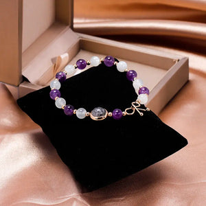 Natural Amethyst Moonstone Bracelet Elastic Jewelry