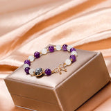 Natural Amethyst Moonstone Bracelet Elastic Jewelry