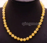 8mm Round Yellow Crystal Necklace