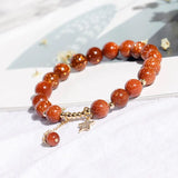 8mm Sandstone Beads Elastic Bracelet