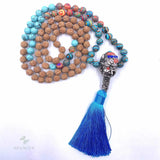 8mm Rudraksha 108 Beads Tassel Necklace Colorful Spirituality Meditation