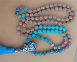 8mm Rudraksha 108 Beads Tassel Necklace Colorful Spirituality Meditation