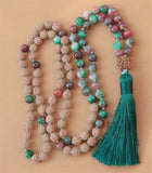 8mm Rudraksha 108 Beads Tassel Knotted Necklace Wristband