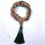 8mm Rudraksha 108 Beads Tassel Knotted Necklace Wristband
