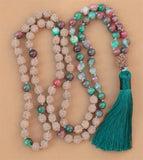 8mm Rudraksha 108 Beads Tassel Knotted Necklace Wristband