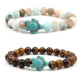 8mm Sea Turtles Beads Turquoise Elastic Bracelet