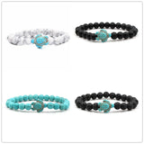8mm Sea Turtles Beads Turquoise Elastic Bracelet