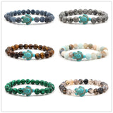 8mm Sea Turtles Beads Turquoise Elastic Bracelet