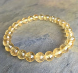 8mm Set of 2 Bracelets Red Stone Yellow Quartz Natural Stone Beaded Elastic