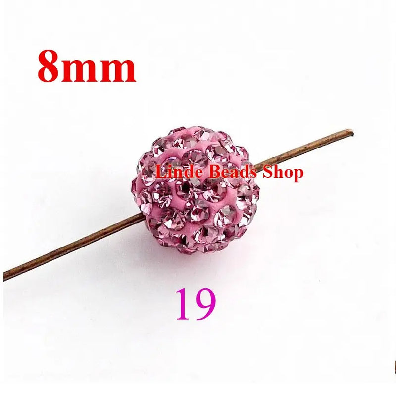 8mm Shamballe Beads Crystal Clay Pink Finding Ball Beads
