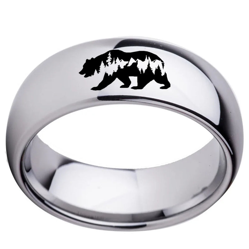 8mm Silver Tungsten Carbide Ring High Polished Engagement Ring Size 6-13