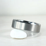 8mm Tungsten Carbide Men's Wedding Band Matte Flat Center Bright Edges