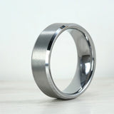 8mm Tungsten Carbide Men's Wedding Band Matte Flat Center Bright Edges