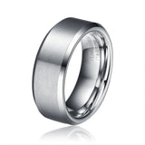 8mm Tungsten Carbide Men's Wedding Band Matte Flat Center Bright Edges