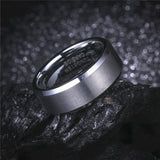 8mm Tungsten Carbide Men's Wedding Band Matte Flat Center Bright Edges