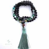 8mm Spectrolite 108 Beads Tassel Knotted Necklace Colorful Meditation Bracelet
