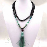 8mm Spectrolite 108 Beads Tassel Knotted Necklace Colorful Meditation Bracelet