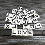 8mm Square Slide Letter Charms For Bracelet 1pc A-Z DIY Wristband Keychain