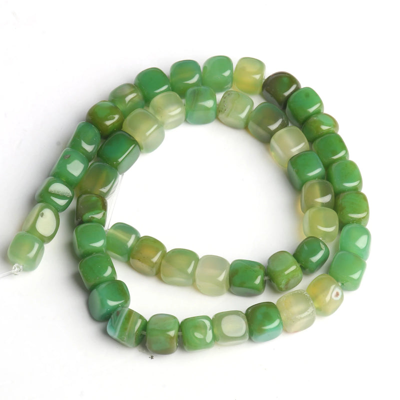 8mm Peridot Morganite Tiger Eye Apatite Agate Jade Stone Cube Beads