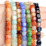 8mm Peridot Morganite Tiger Eye Apatite Agate Jade Stone Cube Beads