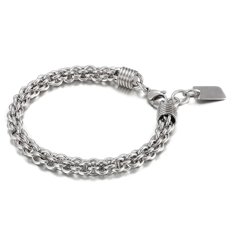 8mm Stainless Steel Box Bracelet Men Couple Charm Watch Chain Engraving Gift