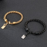 8mm Stainless Steel Box Bracelet Men Couple Charm Watch Chain Engraving Gift