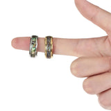 8mm Stainless Steel Ripple Shell Inlay Ring Men Wedding Band Size 6.5-11.5