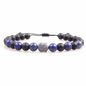 8mm Stone Beads Bracelet Rope Hematite Buddha Charm Yoga Bracelet Mens