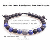 8mm Stone Beads Bracelet Rope Hematite Buddha Charm Yoga Bracelet Mens