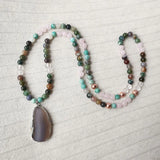 8mm Onyx Stone Beads Necklace Set with Amazonite Pendant