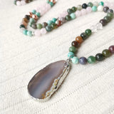 8mm Onyx Stone Beads Necklace Set with Amazonite Pendant