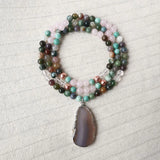 8mm Onyx Stone Beads Necklace Set with Amazonite Pendant