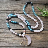 Sunstone Larimar Beads Moon Quartz Pendant Bracelet