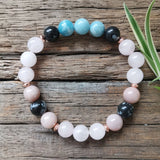Sunstone Larimar Beads Moon Quartz Pendant Bracelet