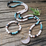 Sunstone Larimar Beads Moon Quartz Pendant Bracelet