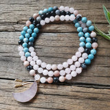 Sunstone Larimar Beads Moon Quartz Pendant Bracelet