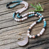 Sunstone Larimar Beads Moon Quartz Pendant Bracelet