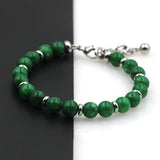 8mm Tiger Eye Beads Stainless Steel Chain Bracelet
