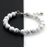 8mm Tiger Eye Beads Stainless Steel Chain Bracelet