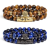 Tiger Eye Stone Beads Bracelet 2pcs Set Jewelry
