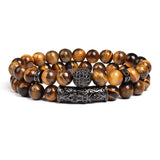 Tiger Eye Stone Beads Bracelet 2pcs Set Jewelry