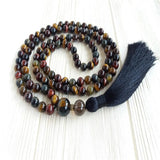 Tiger Eye Beads Tassel Necklace Spiritual Tibetan Meditation Japa